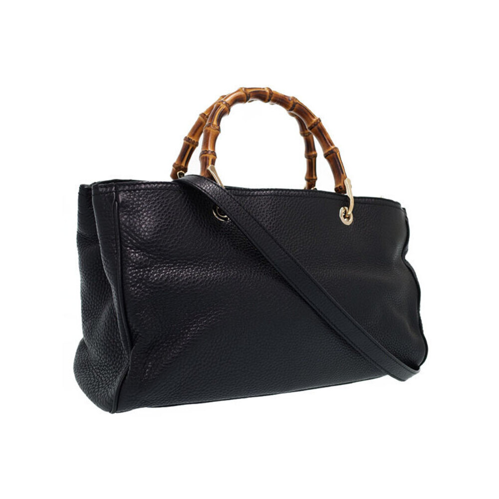 Gucci Leather 2way Shopper Bamboo Tote Bag